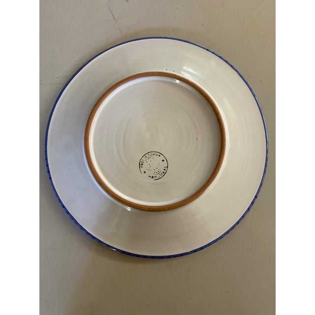 Hollywood Regency 1990s Moroccan Tunisian Ceramic Hand Painted Large Plates- Set of 6 For Sale - Image 4 of 11