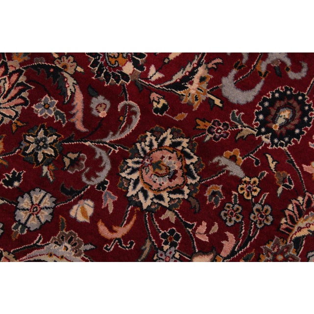 Shabby Chic Floral 1990's Pak-Persian Red/Black Wool Rug - 6'2'' X 9'0'' For Sale - Image 4 of 9
