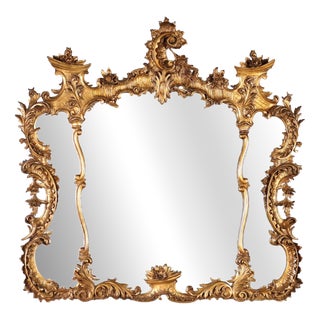 Carved and Gilded Wooden Mirror For Sale
