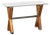 Chrome Tipped X Framed Console Table in Beech and Glass For Sale