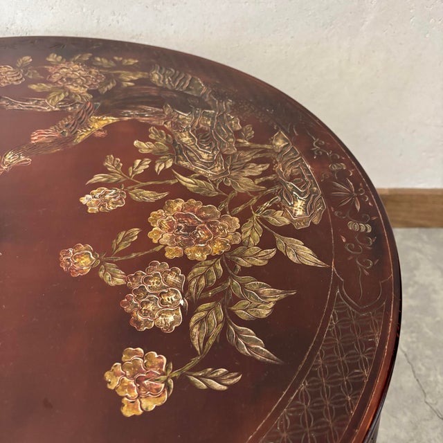 Asian Round Wooden Coffee Table For Sale - Image 4 of 6