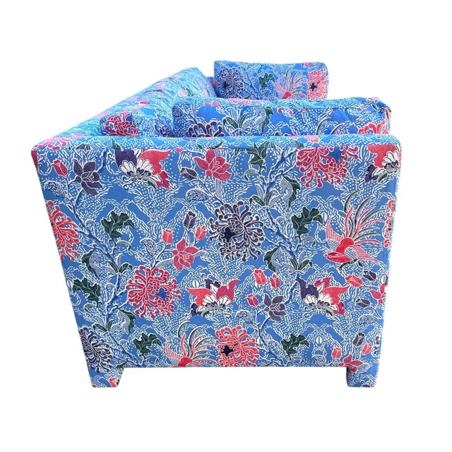 Textile Parsons Loveseat Quadrille Tropicana Upholstery For Sale - Image 7 of 10