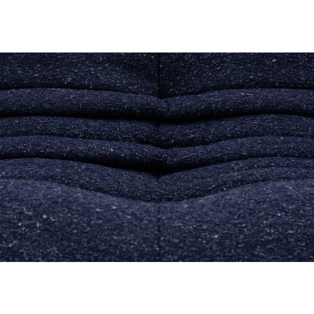 Ligne Roset Togo Three-Seater Sofa in Dark Blue Boucle by Michel Ducaroy for Ligne Roset For Sale - Image 4 of 17
