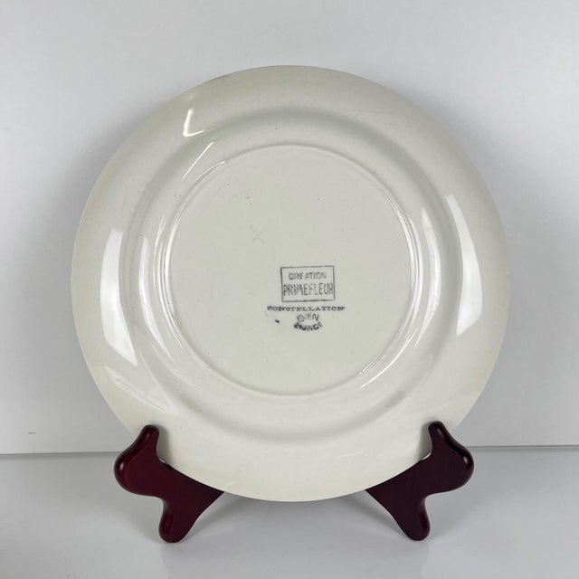 Mid-Century Modern Primefleur Design Constellation Model Dinner Plates from Gien, 1950, Set of 6 For Sale - Image 3 of 11