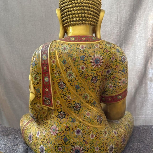 Monumental Cloisonné Enamel Three Buddha Altar Set | Chairish