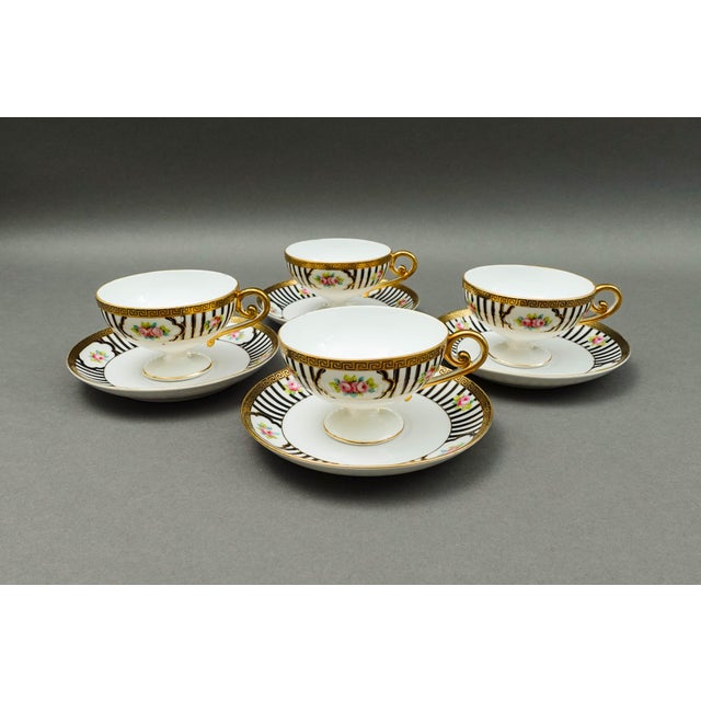 Mid 20th Century Mid 20th Century Nippon Japan Hand Painted Pink Roses Gold Gilded Tea Set - No Creamer- 12 Pieces For Sale - Image 5 of 10