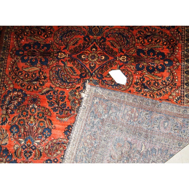 Textile 1920s, Handmade Antique Persian Sarouk Rug 4' X 6.4' For Sale - Image 7 of 7