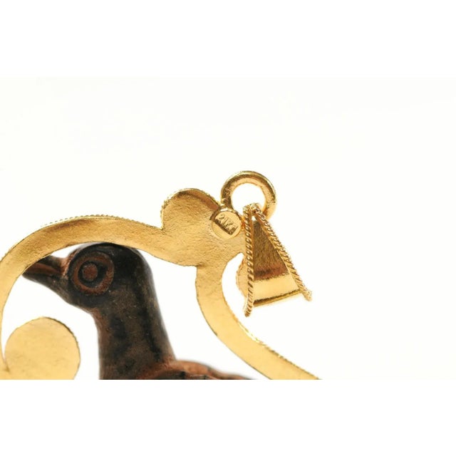 Contemporary Antique Bronze Roman Bird Pendant in 21K For Sale - Image 3 of 12