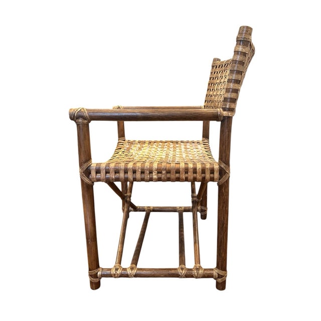 Rustic Vintage McGuire Furniture Laced Rawhide & Rattan Armchair For Sale - Image 3 of 9