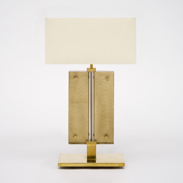 Modern Single Venetian Glass, Pink and Gold Slab Lamp, Murano For Sale - Image 3 of 11