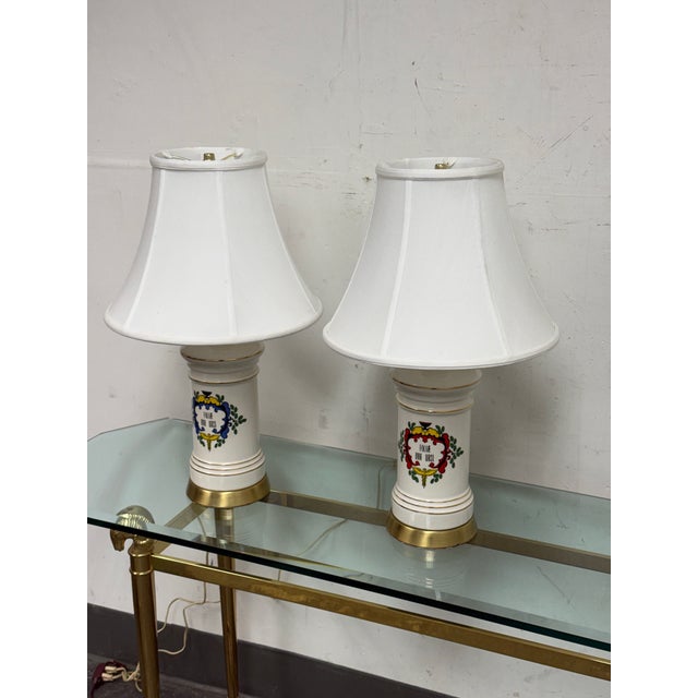 Traditional Ceramic Apothecary Vintage Column Table Lamps, Pair For Sale - Image 3 of 12