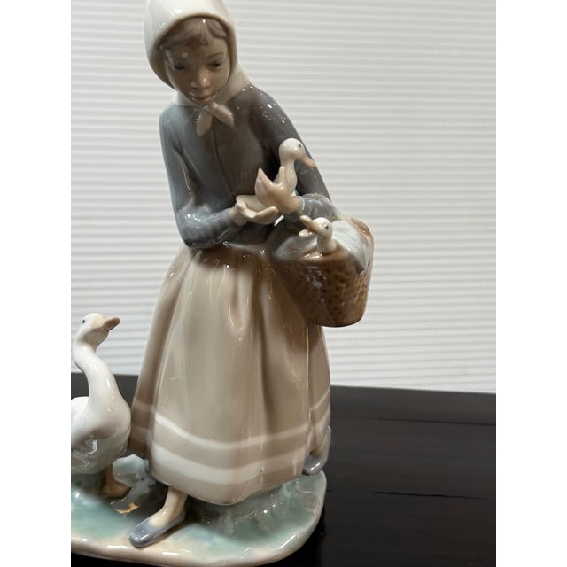 1980s Fulgencio Garcia for Lladró Shepherdess With Ducks Porcelain Figurine, Signed For Sale - Image 5 of 12