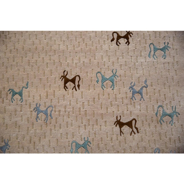 2000 - 2009 New Indian Folk Art Design Rug - 6' X 9' For Sale - Image 5 of 14