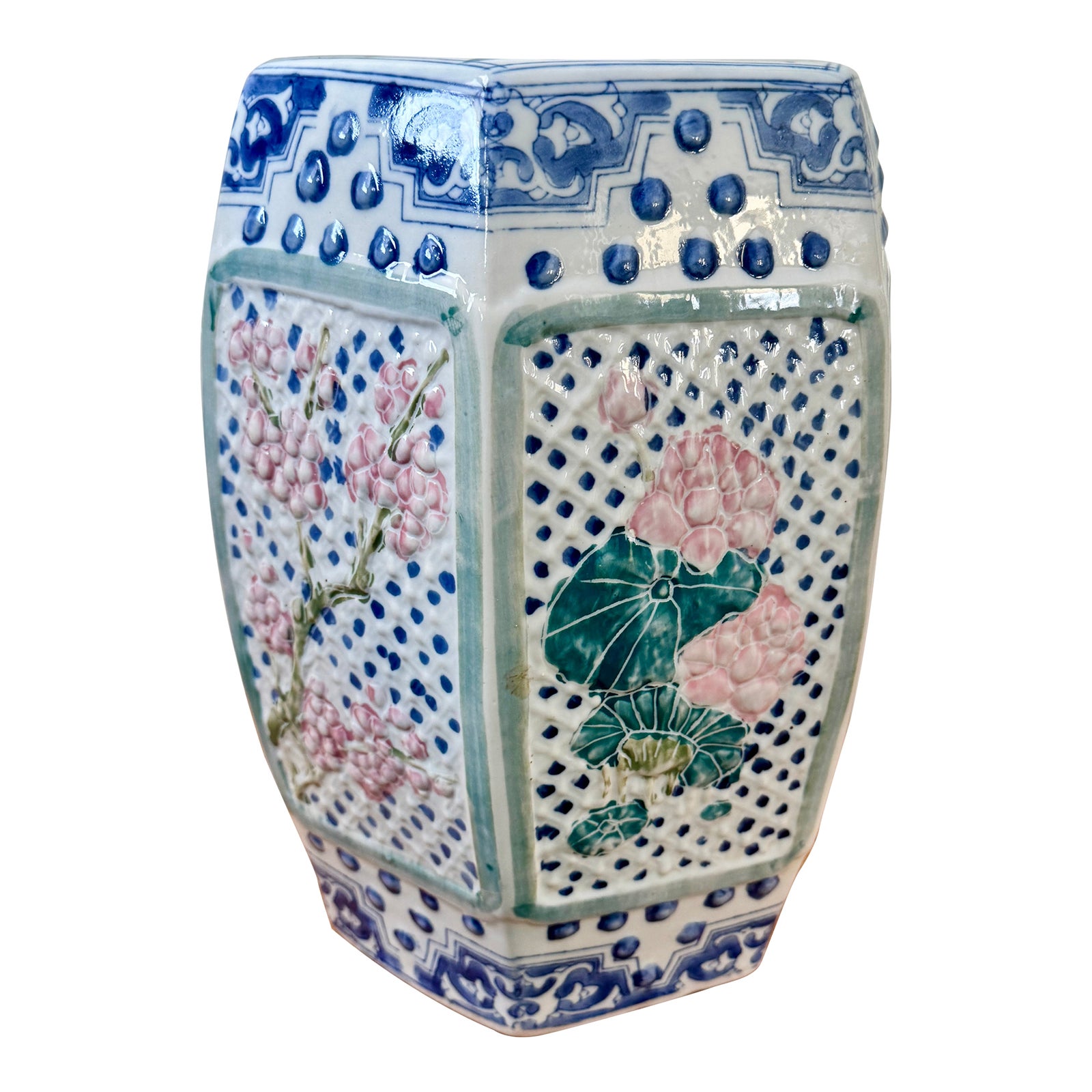 Vintage Floral Chinoiserie Garden Stool | Chairish