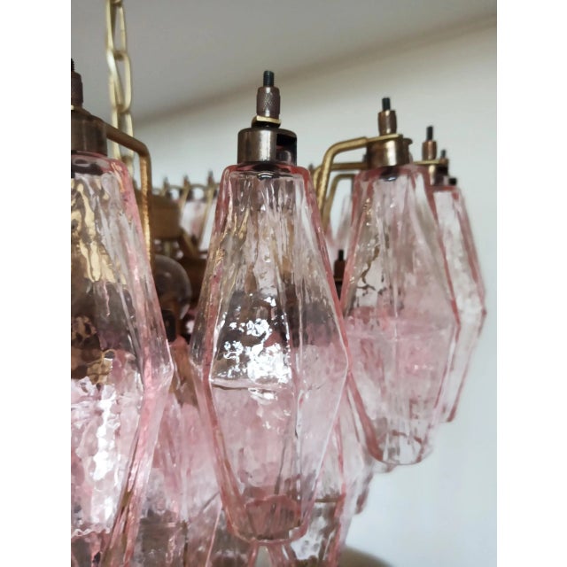 Murano Poliedri 84 Pink Glasses Chandelier Carlo Scarpa For Sale - Image 12 of 12