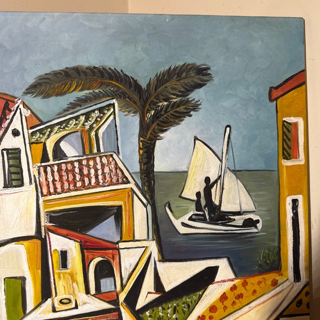 Textile Vintage Pablo Picasso Mediterranean Landscape Canvas Litho Painting For Sale - Image 7 of 7