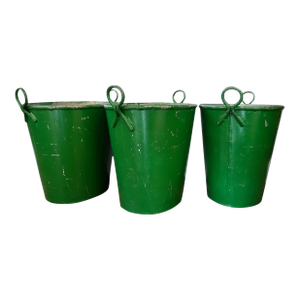 Early 20th Century Green Buckets- Set of 3