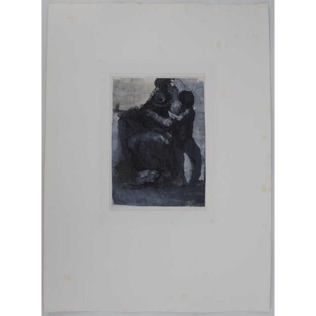 Auguste Rodin (1840-1917) (after) Woman and Her Children Heliogravure reworked with drypoint and enhanced with watercolor...