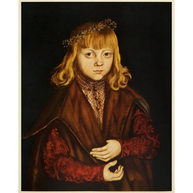 Ruby Red 1956 After Lucas Cranach "A Prince of Saxony", Vintage Full-Color Print For Sale - Image 8 of 8