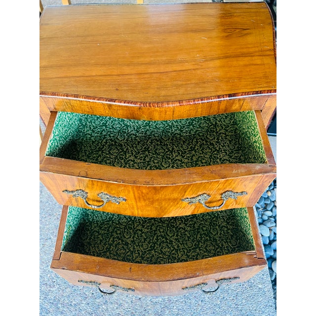Amber Early 20th Century Louis XV Style Figured Wood Serpentine Two-Drawer Chest For Sale - Image 8 of 8
