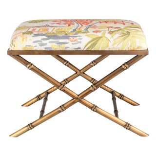 Lauderdale Brass Bamboo Leg Bench, Imperial Summer For Sale
