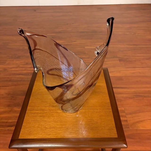 Vintage Italian Handblown Art Glass Sculptural Centerpiece Vessel For Sale - Image 9 of 13