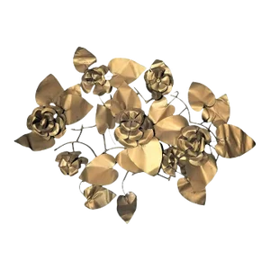 Mid-Century Tole Brass Folded Metal Floral Wall Sculpture