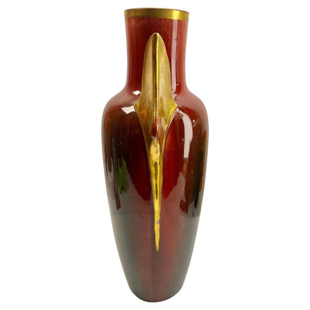 Ceramic Art Nouveau Majolica Glazed Vase with Handles from Massier, 1890s For Sale - Image 7 of 12