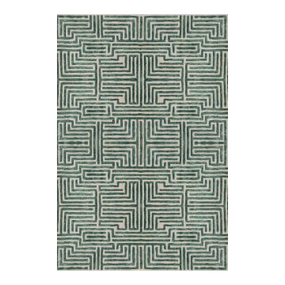 Knossos Hand-Tufted Maze Rug, Boxwood Green, 4x6 For Sale