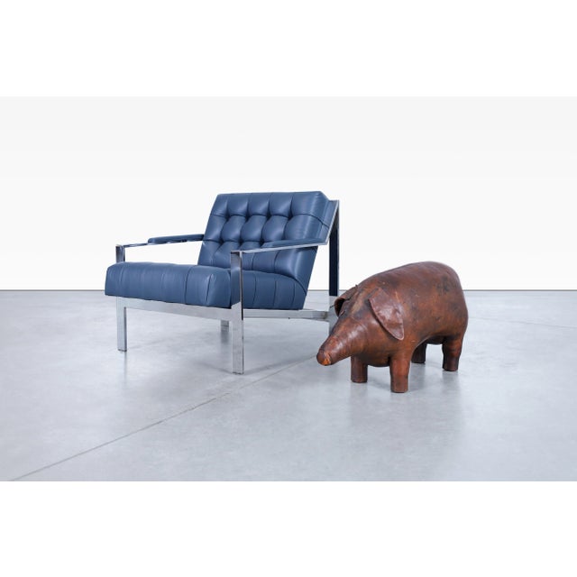 Adorable Abercrombie and Fitch leather pig footstool by Dimitri Omersa, manufactured in England, circa 1960s. This...