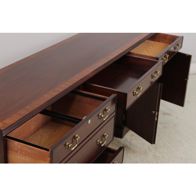 2000 - 2009 Henkel Harris Mahogany Banded Kneehole Credenza For Sale - Image 5 of 18