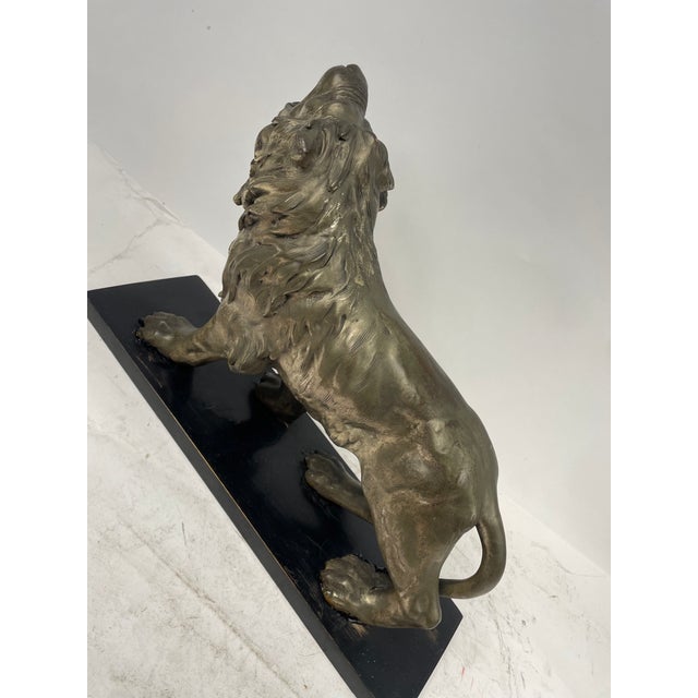 Metal Lion Sculpture in Argentone, 1940s For Sale - Image 7 of 9