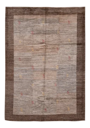 Modern Brown Persian Gabbeh Handmade Wool Rug