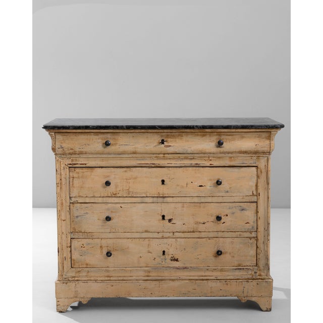 1880s French Wood Patinated Chest of Drawers With Marble Top For Sale - Image 17 of 18