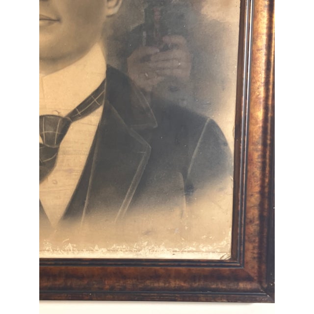 Victorian Antique 19th Century Portrait of a Gentleman — Charcoal & Pastel in Original Frame For Sale - Image 3 of 7