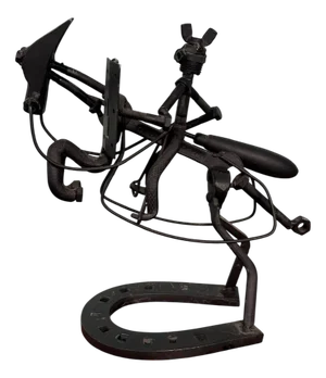 Recycled Art Iron Hardware Knight on Horse, 1970s