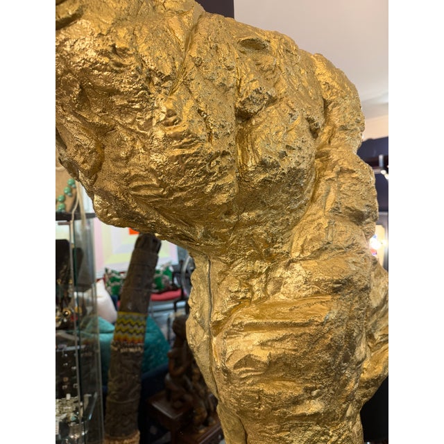 Contemporary Custom - Made Cave Rock Formation Gold Finish Resin Floor Mirror For Sale - Image 3 of 9