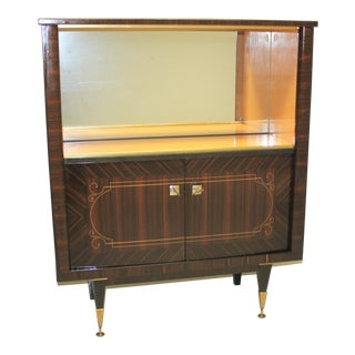 Monumental French Art Deco Macassar Ebony Dry Bar Cabinet 1940's For Sale