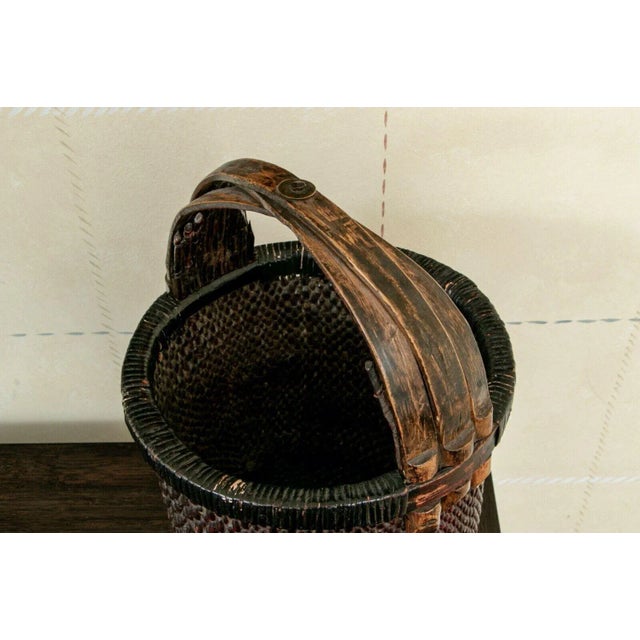 Chinese Antique Hand Woven Chinese Rice Gathering Basket For Sale - Image 3 of 6