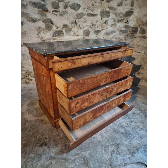 Antique French Elm Commode with Marble Top, 19th Century For Sale - Image 3 of 18