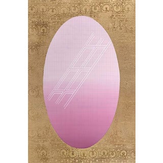 Rebecca Koury "Tapestry of the Grid" Lavender Gold Brocade Contemporary Abstract Painting, Acrylic and Mixed Media on Canvas, Carmel California Art For Sale