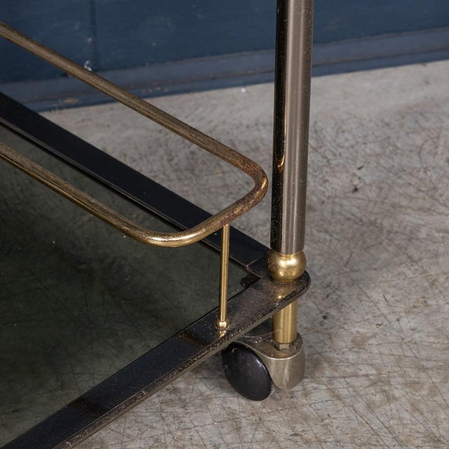 1980s Vintage 20th Century Italian Steel & Brass Framed Drinks Trolley, 1980s For Sale - Image 5 of 18