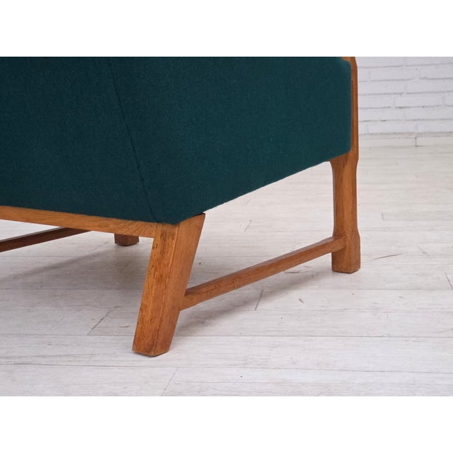 Danish High Back Armchair in Furniture Wool and Oak, 1970s For Sale - Image 16 of 18