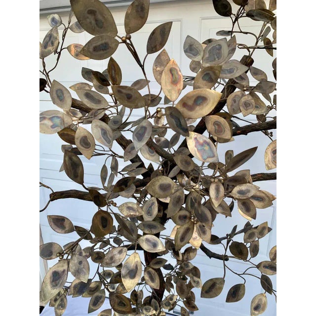 Brutalist Hammered Metal Tree Sculpture With Uplight, Curtis Jere, 1960's For Sale - Image 9 of 13