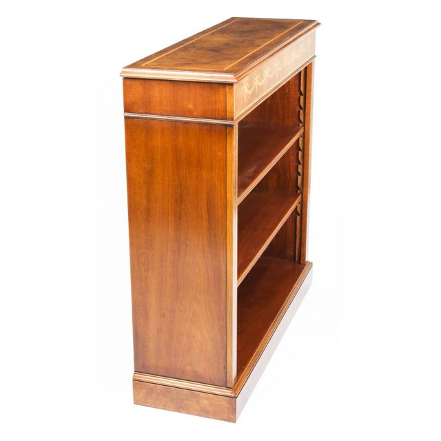 Vintage Sheraton Burr Walnut Low Open Bookcases, Set of 2 For Sale - Image 4 of 16