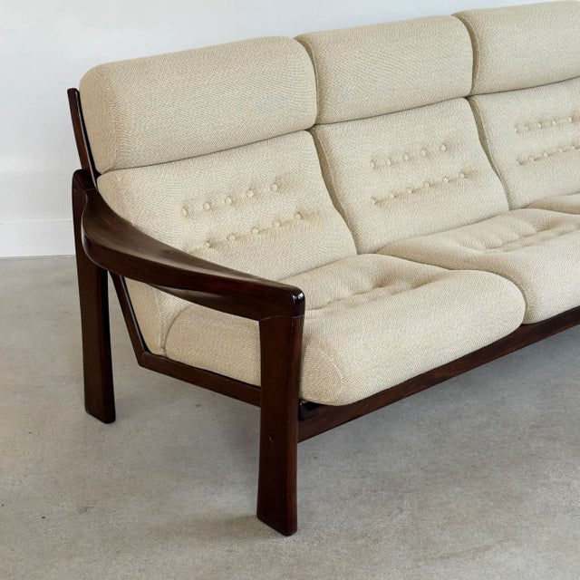 1970s Vintage Upholstered Mid-Century Modern 3-Seat Sofa For Sale In Seattle - Image 6 of 11