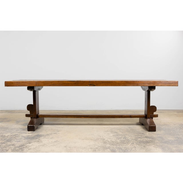 Farmhouse 18th Century French Monastery Oak Trestle Dining Table For Sale - Image 3 of 17