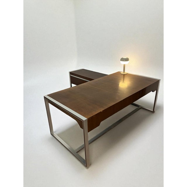 Large Double-Sided Ministers Desk in Varnished Rosewood by Claude Gaillard for Ligne Roset, 1970s, Set of 2 For Sale - Image 15 of 18