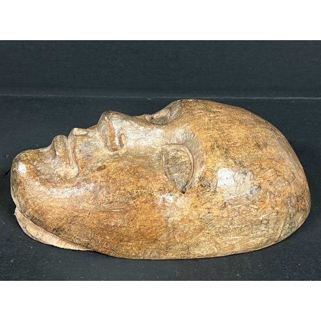 Wood Folk Art Carved Wood Male Face Wall Plaque Decor Sculpture For Sale - Image 7 of 10