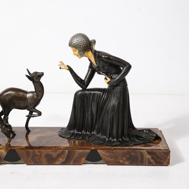 Stone Art Deco "Elegante Aux Biches" on Alabaster Base Signed D.Constan by Chiparus For Sale - Image 7 of 12